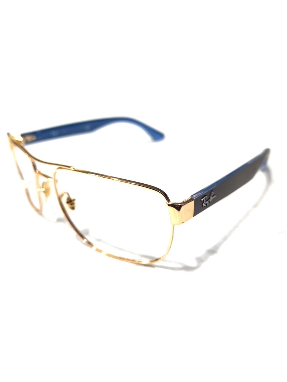 Ray Ban RB3530 001/13 Gold Metal Blue Square Sunglasses Frame Italy 58-17 140